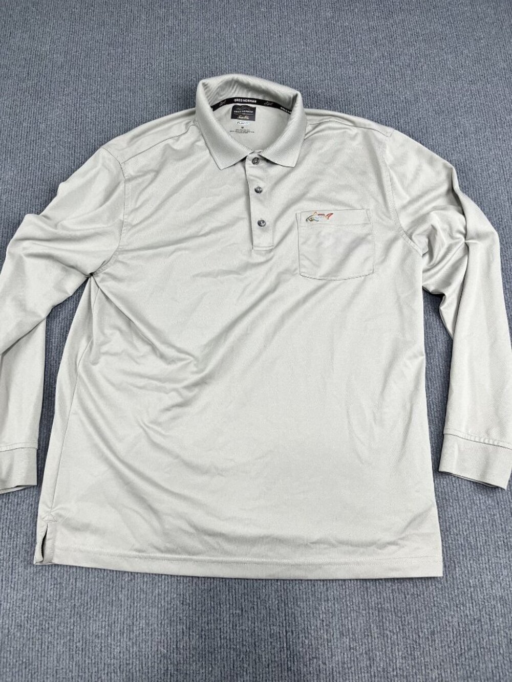 Greg Norman For Tasso Elba Gray Long-Sleeve Polo Shirt M